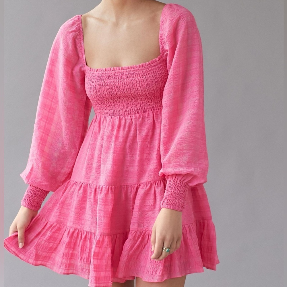Urban Outfitters Vibrant Pink Long Sleeve Dress